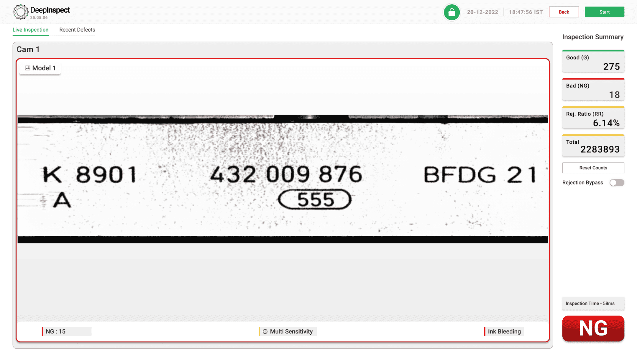 Line scan camera inspection software