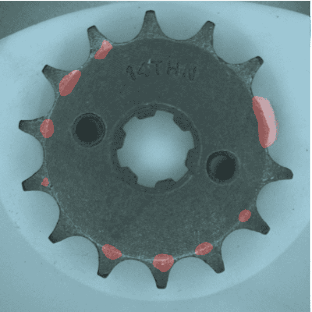 Sprocket surface defect visual inspection