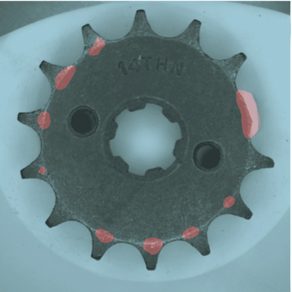 Sprocket surface defect visual inspection