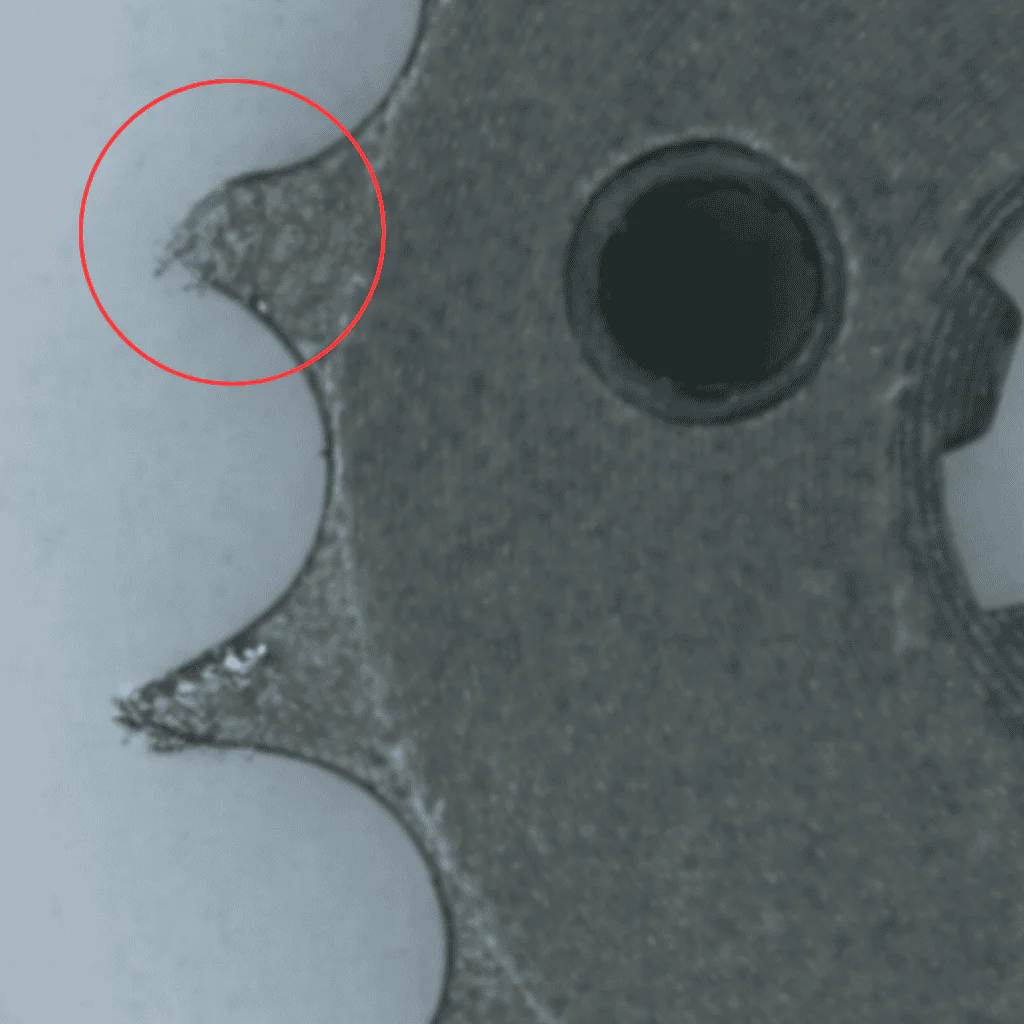 Sprockets teeth defect identified by switchon